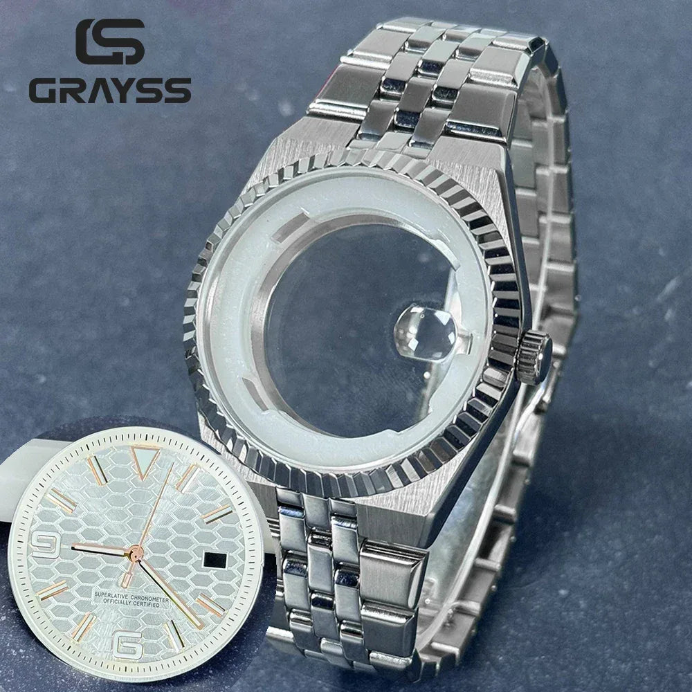 40mm Land-Dweller Watch Case & Dial Kit | Fits NH35 Miyota 8215 | 316L Stainless Steel Automatic Mechanical Case | Custom Iced Out Watch Base | Caratix - CaratixJewelry